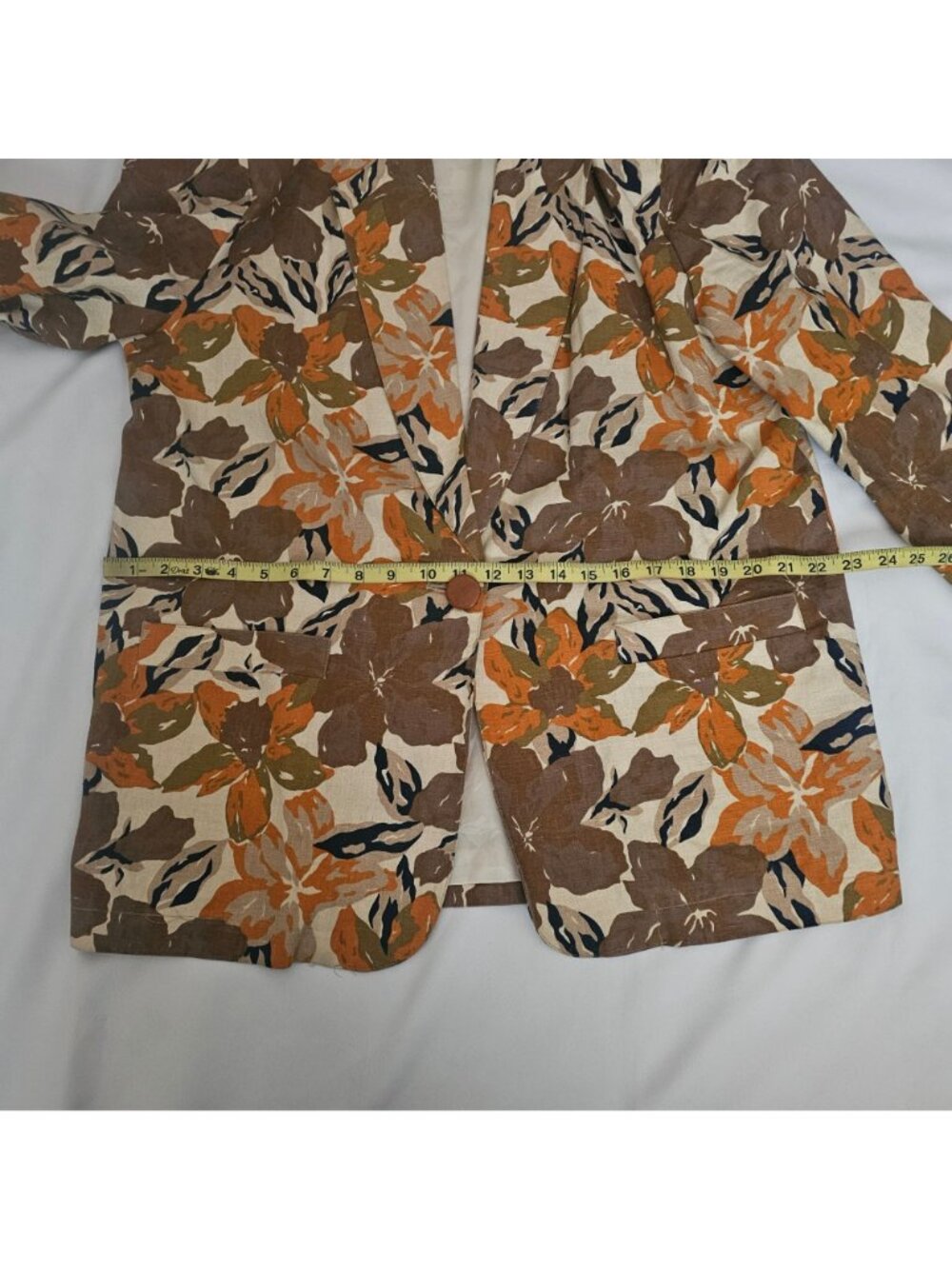 Rafaella Vintage Autumn Shade Floral Linen-Cotton Lined Blazer Jacket Size 14 - Picture 9 of 11